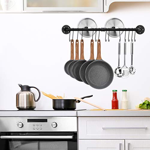 Toplife - Barra de cocina industrial de 80 cm para colgar en la pared, cocina, soporte de maceta de hierro con 14 ganchos para utensilios de cocina