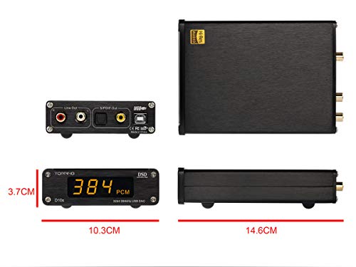 TOPPING D10s DAC Mini USB DAC XMOS XU208 ES9038Q2M DSD256 PCM 384kHz Decodificador de Audio de Escritorio de Audio de Alta resolución (Negro)