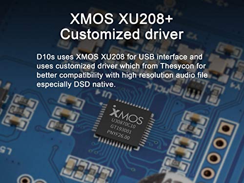 TOPPING D10s DAC Mini USB DAC XMOS XU208 ES9038Q2M DSD256 PCM 384kHz Decodificador de Audio de Escritorio de Audio de Alta resolución (Negro)