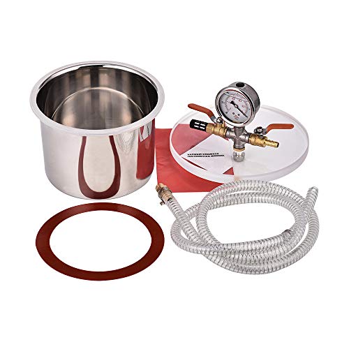 TOPQSC 3 Quart Acero Inoxidable Cámara de Vacío Mini 3.63L Kit de Silicona Para Desgasificar Resinas, Silicona y Epoxis