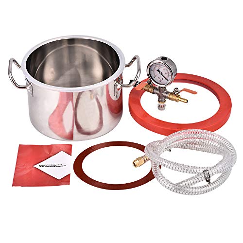 TOPQSC Kit de silicona de cámara de vacío de acero inoxidable de 1,5 galones para desgasificar resinas, silicona y epoxis