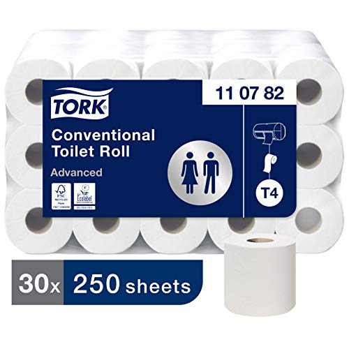 Tork 110782 - Pack de 30 rollos de papel higiénico x 250 hojas, 3 capas, color blanco