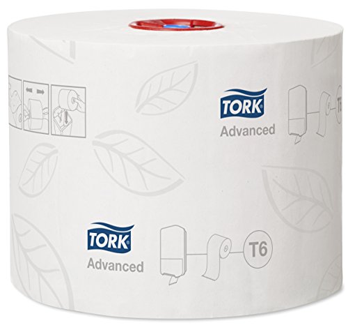 Tork 127530 Rollos de papel higiénico Advanced suave T6 / Rollos wc de 2 capas compatibles con el sistema para papel higiénico compacto Tork T6, 27 rollos x paquete