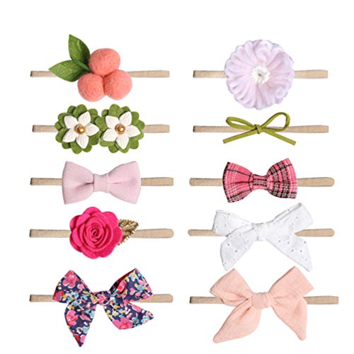 TOYANDONA 10 piezas Conjunto de diademas de flores para niña, accesorios para el cabello bowknot para regalo de bebé recién nacido o accesorios para fotos de bebé