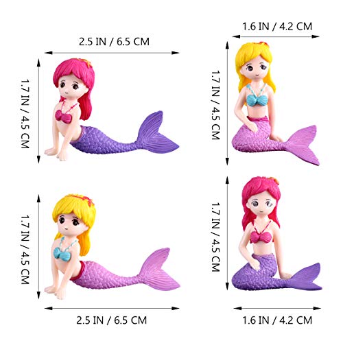 TOYANDONA 4 unidades Mini sirena figuras, sirena muñeca pastel Topper para niños regalos tarta de cumpleaños o en casa mesa coche decoración de patrón mixto