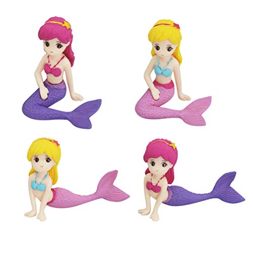 TOYANDONA 4 unidades Mini sirena figuras, sirena muñeca pastel Topper para niños regalos tarta de cumpleaños o en casa mesa coche decoración de patrón mixto