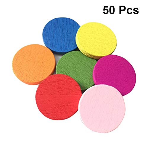 Toyvian 50 unids Bloques de patrón magnético Gigante Pieza de Madera Redonda Colorido Disco Herramientas de Aprendizaje Alumnos matemáticas para niño niño (Color Mezclado)