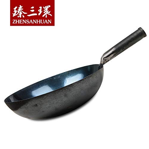 Tradicional chino, hecho a mano de hierro forjado woks y sartén para freír sartén, antiadherente, sin revestimiento, menos aceite, ¡