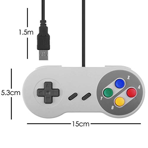 TRIXES 2 x Reguladores Mandos USB Apropiado para Juegos de SNES o NES - Juego de Clásico Retro Joypads Gamepad Compatible con Mac, Computadoras, Ordenador Portátiles o Pi de Frambuesa