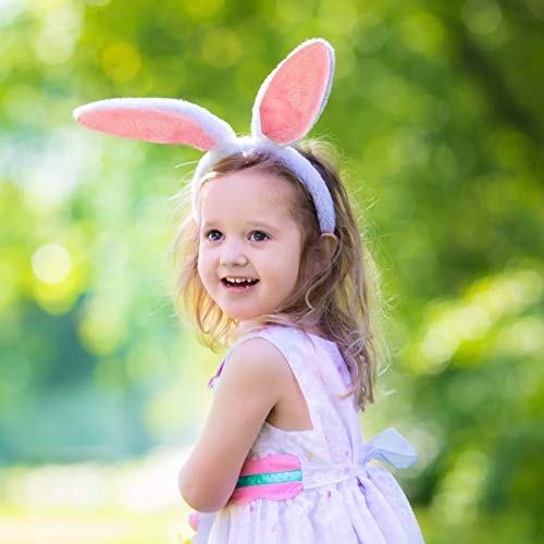 TRIXES Diadema Forma de Oreja de Coneja para Disfraces para Adultos o Niños Un Tamaño - Banda para Cabeza Orejas de Conejitas Fluffy Rosa y Blanco Accesorio de Disfraz Disfraz Carnaval y Pascua