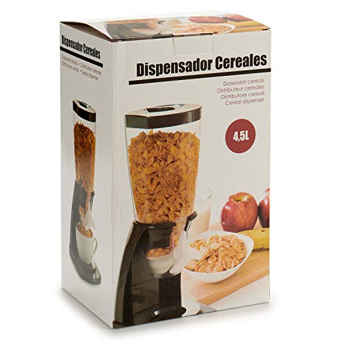 TU TENDENCIA UNICA Dispensador de Cereales de plástico Polipropileno. Gran Capacidad de Almacenamiento y Base Ancha (Negro)