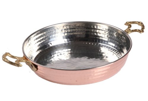 Turco Emporio Cobre Huevo Tortilla Paella Pan Sahan Frier Pot con asas de Latón Retro