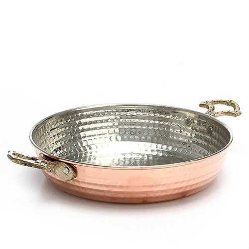 Turco Emporio Cobre Huevo Tortilla Paella Pan Sahan Frier Pot con asas de Latón Retro