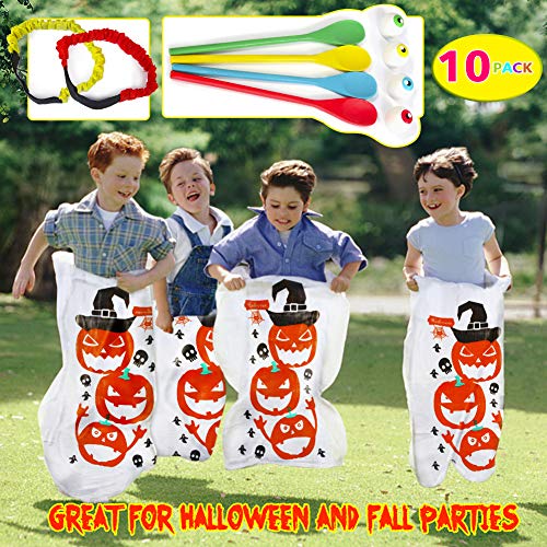 Twister.CK Halloween Party Games, Pumpkin Design Sack Race Bags, Egg and Spoon Race Games Outdoor Lawn Games Bags, Ideal para Suministros de Fiesta de Halloween, Juegos al Aire Libre y Party Favor