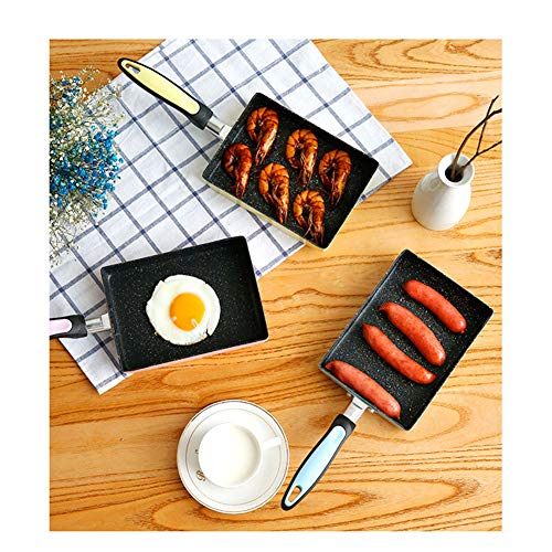 TZX La inducción Wok Antiadherente, Que no se pegue sartén Huevos pequeños rectangulares panqueques para el Desayuno Sushi freír Olla de cocinar la Cacerola (Rosa/Azul/Amarillo),Amarillo