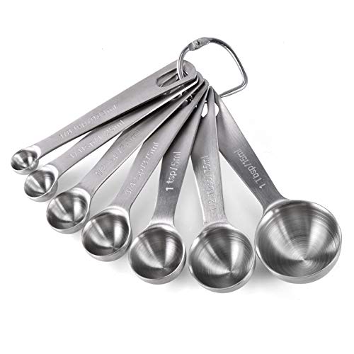 U-Taste Cucharas Medidoras Juego 7 Piezas Herramientas de Cocina Cucharas 18/8 Acero Inoxidable Utensilios de Cocina Juego de Cucharillas Para Cocina Medir Líquidos Sólidos