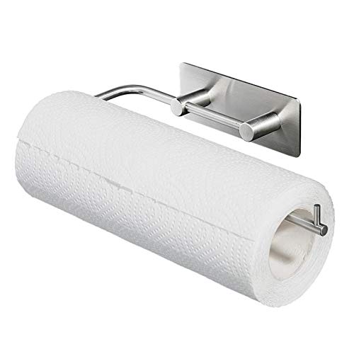 ubeegol Adhesivo Portarrollos de Cocina Soporte para Papel de Cocina Dispensador Soporte para Papel, Acero Inoxidable, Sin Perforar