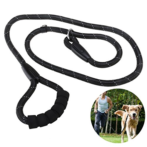 UEETEK Collar Antideslizante Cuello de Estrangulación P-Correa Reflexivo Durable Entrenamiento Cuerda Esponja Control de la Manija para Correr Pasear Senderismo