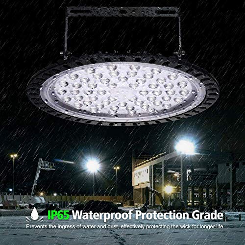 UFO LED Iluminación, WZTO 10000LM 100W Techo de Cristal 6000K-6500K Impermeable IP65, Brillante Iluminación Comercial Bahía Luces Almacén led Lámpara de Techo de Cristal- Garantía de 2 años