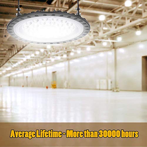 UFO LED Iluminación, WZTO 10000LM 100W Techo de Cristal 6000K-6500K Impermeable IP65, Brillante Iluminación Comercial Bahía Luces Almacén led Lámpara de Techo de Cristal- Garantía de 2 años