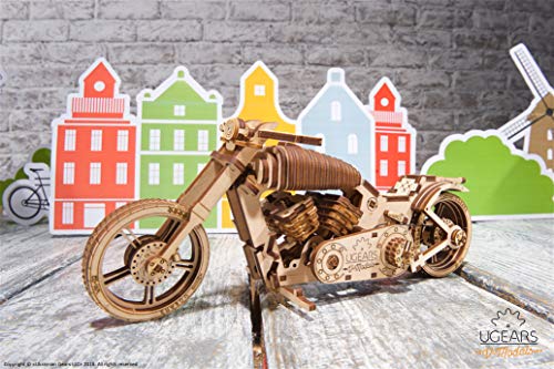 UGEARS Motocicleta VM-02 - Maqueta de Moto Mecánica - Puzzle 3D Madera - para Motoristas