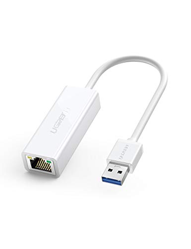 UGREEN Adaptador de Red USB 3.0 a Gigabit Ethernet, USB 3.0 a RJ45 Ethernet Giga Tarjeta de Red Externa 1000Mbps para Nintendo Switch, Xiaomi Mi Box S/ 3/2, Macbook, Surface Pro, Raspberry Pi 4-Blanco