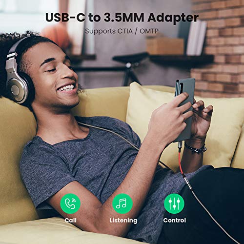 UGREEN Adaptador USB C a Jack 3.5mm, USB Tipo C Adaptador para Auriculares Compatible con Huawei P40/P40 Pro/P30 Pro/P20/MediaPad M5, OnePlus 8 Pro/7 Pro, Xiaomi Mi10 Pro/9/8/Mix 2S, Moto Z, Alumino