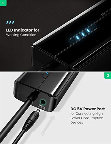 UGREEN Hub USB 3.0 Ethernet Adaptador 1000 Gigabit Ethernet, Tarjeta Red LAN RJ45 con 3 USB 3.0 Puerto 5Gbps para Xiaomi Mi Box S, Macbook, Lenovo Y530, Ideapad, Raspberry Pi 4 y Otros Portátiles