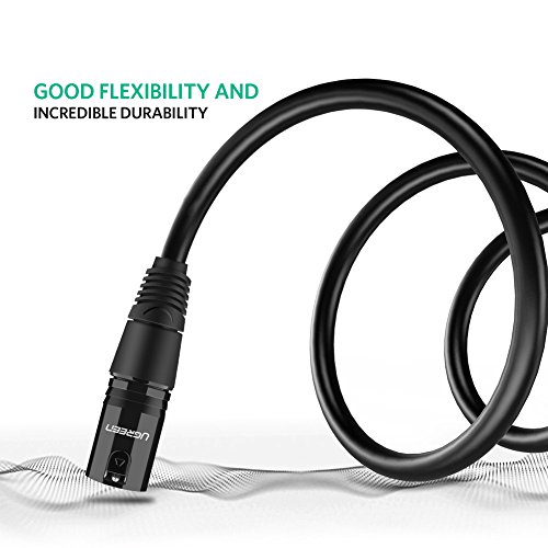 UGREEN XLR3 Cable, Cable XLR a XLR Cable XLR3 Balanceado 3 Pin Macho a Hembra para Micrófono, Grabadora, Equipo de Sonido, Mesa de Mezclas, Altavoces Activos, Sistema PA (3 Metros)