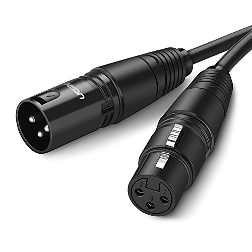 UGREEN XLR3 Cable, Cable XLR a XLR Cable XLR3 Balanceado 3 Pin Macho a Hembra para Micrófono, Grabadora, Equipo de Sonido, Mesa de Mezclas, Altavoces Activos, Sistema PA (3 Metros)