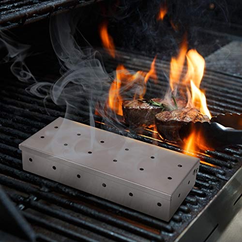 Ulikey Caja De Ahumar, Ahumador de Acero Inoxidable para Ahumar en Barbacoa para Gas, Carbón Y Leña Accesorios para Barbacoa para Carne Pescado Queso