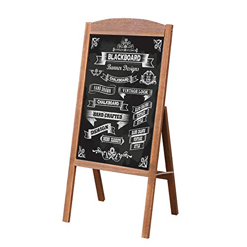 UNHO Pizarra de Madera de Pie Pizarra de Dibujo Magnética Tablero Publicitario para Menú Anuncios Promociones Pizarra Plegable para Restaurante Cafetería Bar Color Marrón