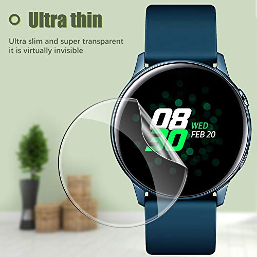 UniqueMe [5Pack] Protector de Pantalla para Samsung Galaxy Watch Active 40mm / Samsung Galaxy Watch Active 2 40mm, Película Transparente de Burbuja de TPU Huella Digital Disponible