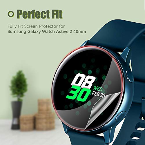 UniqueMe [5Pack] Protector de Pantalla para Samsung Galaxy Watch Active 40mm / Samsung Galaxy Watch Active 2 40mm, Película Transparente de Burbuja de TPU Huella Digital Disponible