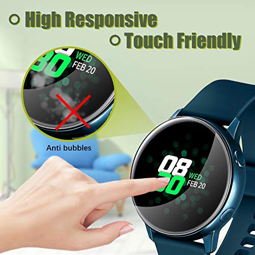 UniqueMe [5Pack] Protector de Pantalla para Samsung Galaxy Watch Active 40mm / Samsung Galaxy Watch Active 2 40mm, Película Transparente de Burbuja de TPU Huella Digital Disponible