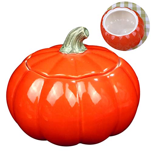 Upkoch - Caja de té de cerámica con forma de calabaza, contenedores para té, tarro de té, tarro de almacenamiento de alimentos (verde), cerámica, rojo, 9 * 9 * 7 cm