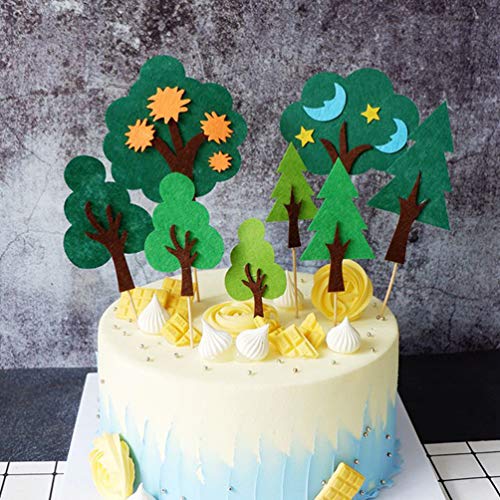 UPKOCH Forest Cake Toppers - Decoración para tartas, diseño de bosque, 16 piezas (seis patrones)