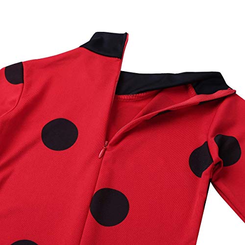 URAQT Drisfraz Lady Bug Vestido Infantil Niñas Costume Rojo Cosplay de Disfraz de Halloween, Cumpleaños (Rojo S)