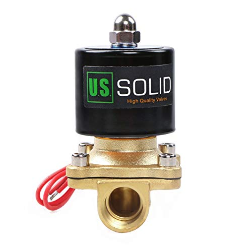 U.S. Solid 220V AC 1/2" G Válvula de solenoide eléctrica Latón Normalmente Cerrado Solenoid Valve Impulsado Directamente para Agua Aire Aceite Diesel Viton Material del sello