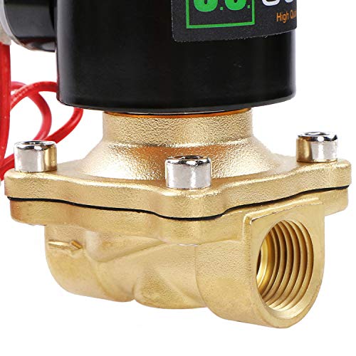 U.S. Solid 220V AC 1/2" G Válvula de solenoide eléctrica Latón Normalmente Cerrado Solenoid Valve Impulsado Directamente para Agua Aire Aceite Diesel Viton Material del sello