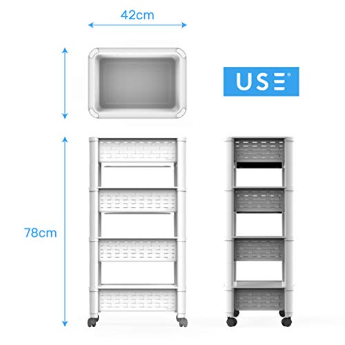 USE - Carrito de Cocina Auxiliar con Ruedas- Carro Verdulero y frutero (4 Alturas)