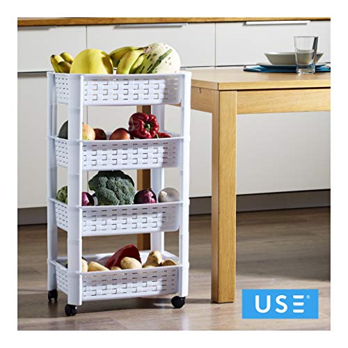 USE - Carrito de Cocina Auxiliar con Ruedas- Carro Verdulero y frutero (4 Alturas)