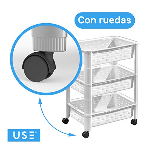 USE - Carrito de Cocina Auxiliar con Ruedas- Carro Verdulero y frutero (4 Alturas)