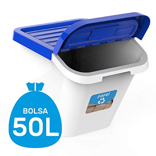 USE FAMILY-Gama Recycle. Cubos de Basura de Reciclaje para Cocina apilables. Juego de 3 contenedores 30L.