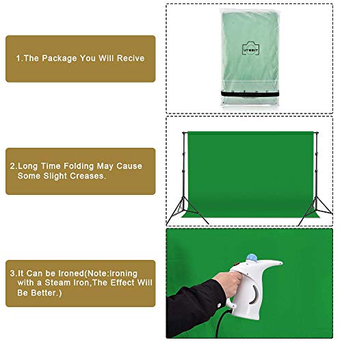 UTEBIT Green Screen 2mx3m / 6.5ftx9.8ft Photo Studio Poliéster Chroma Key Backdrop Background Paño Lavable de Greenscreen para filmación de películas, Marco de Fondo, fotografía Video