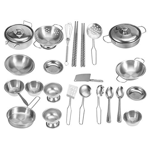 Utensilios de Cocina para niños Juguetes, Utensilios de Cocina Utensilios de Cocina de Acero Inoxidable Utensilios de Cocina Juego de sartenes para niños(25PCS )