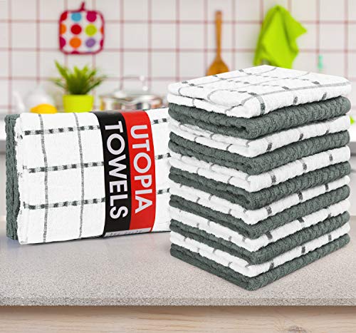 Utopia Towels - 12 Toallas de Cocina, paños de Cocina (38 x 64 cm, Gris y Blanco)