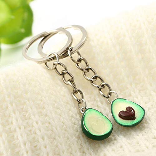 Uziqueif 2pcs Avocadokey Juego de Cadenas para Parejas Colgante de Regalo del Amor del corazón Amigos Verde Aguacate Llaveros Amistad Llavero,Heart Shaped