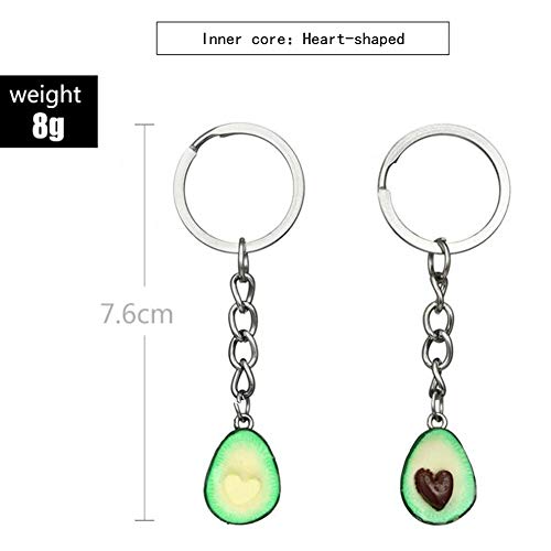 Uziqueif 2pcs Avocadokey Juego de Cadenas para Parejas Colgante de Regalo del Amor del corazón Amigos Verde Aguacate Llaveros Amistad Llavero,Heart Shaped