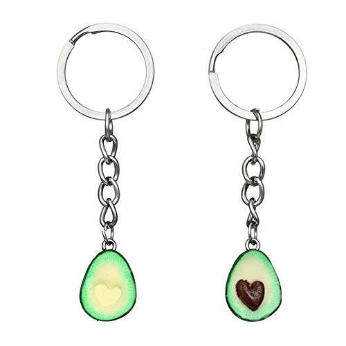 Uziqueif 2pcs Avocadokey Juego de Cadenas para Parejas Colgante de Regalo del Amor del corazón Amigos Verde Aguacate Llaveros Amistad Llavero,Heart Shaped